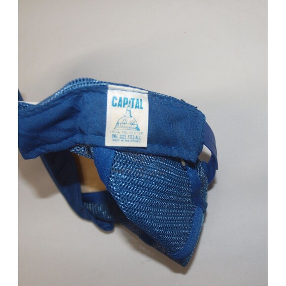 Vintage Dollywood Trucker Hat Butterfly Logo Blue Beige Mesh Snap Back Cap RARE - Picture 3 of 7